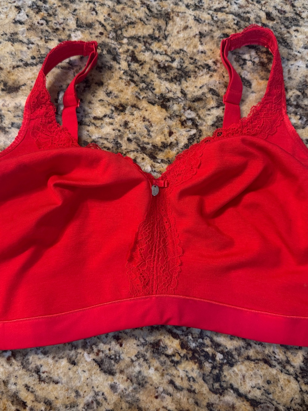 Curvy Couture Red Wireless Lace-Trim Bra